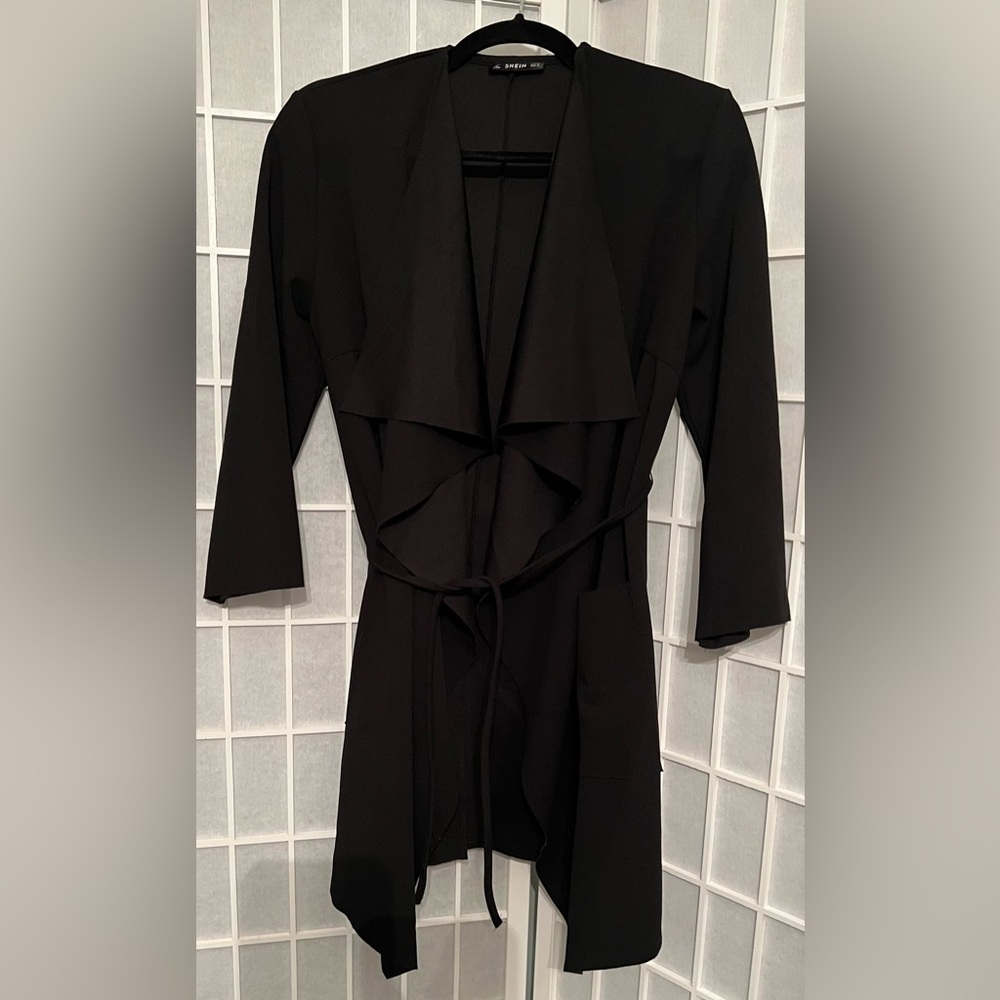 SHEIN Black Drape Waterfall Cardigan Jacket